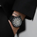  Shop Authentic Emporio Armani Meccanico Automatic Black Dial Black Leather Strap Watch For Men - AR60042 - Luxxuri