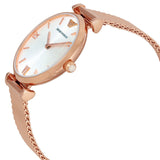  Shop Authentic Emporio Armani Gianni T Bar Silver Dial Rose Gold Mesh Bracelet Watch For Women - AR1956 - Luxxuri