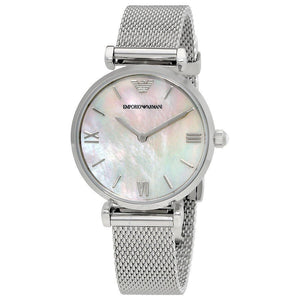  Shop Authentic Emporio Armani Gianni T Bar Mother of Pearl Dial Silver Steel Strap Watch For Women - AR1955 - Luxxuri
