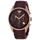 Shop Authentic Emporio Armani Sportivo Chronograph Brown Dial Brown Silicone Strap Watch For Men - AR5891 - Luxxuri