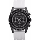  Shop Authentic Emporio Armani Sportivo Chronograph Black Dial White Rubber Strap Watch For Men - AR6112 - Luxxuri