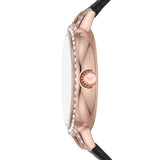  Shop Authentic Emporio Armani Cleo Three-Hand Mother of Pearl Dial Black Leather Strap Watch For Women - AR11485 - Luxxuri