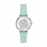  Shop Authentic Emporio Armani Gianni T Bar Analog Crystals Silver Dial Blue Leather Strap Watch For Women - AR11443 - Luxxuri