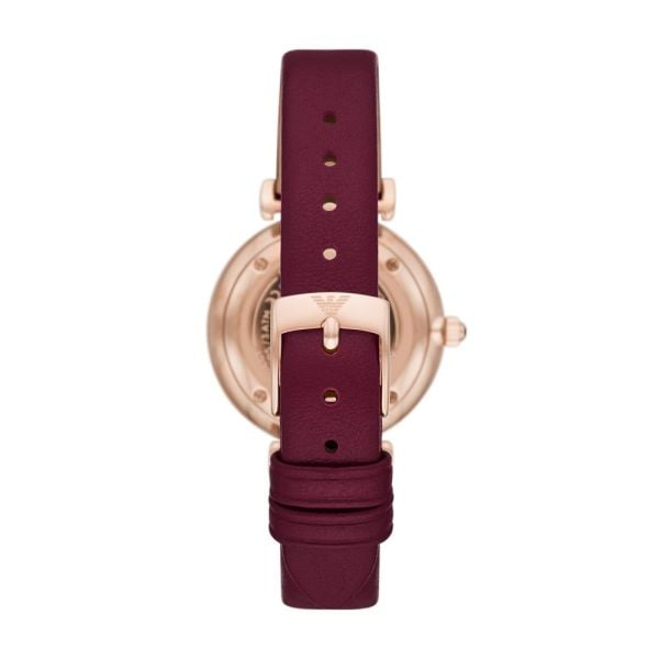  Shop Authentic Emporio Armani Gianni T Bar Crystals Maroon Dial Maroon Leather Strap Watch for Women - AR11487 - Luxxuri