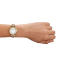 Emporio Armani Gianni T Bar Crystals Silver Dial Brown Leather Strap Watch For Women - AR11518