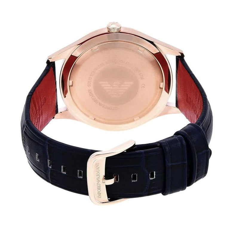  Shop Authentic Emporio Armani Classic Silver Dial Blue Leather Strap Watch For Men - AR11131 - Luxxuri