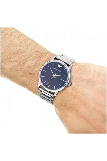  Shop Authentic Emporio Armani Luigi Blue Dial Silver Steel Strap Watch For Men - AR11089 - Luxxuri