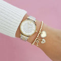 Emporio Armani Gianni T Bar White Dial Two Tone Steel Strap Watch For Women - AR8031