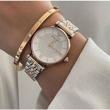  Shop Authentic Emporio Armani Gianni T Bar White Dial Two Tone Steel Strap Watch For Women - AR8031 - Luxxuri