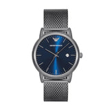  Shop Authentic Emporio Armani Luigi Quartz Blue Dial Grey Mesh Bracelet Watch For Men - AR11053 - Luxxuri