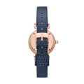  Shop Authentic Emporio Armani Gianni T-Bar Analog Mother of Pearl Dial Blue Leather Strap Watch For Women - AR11468 - Luxxuri