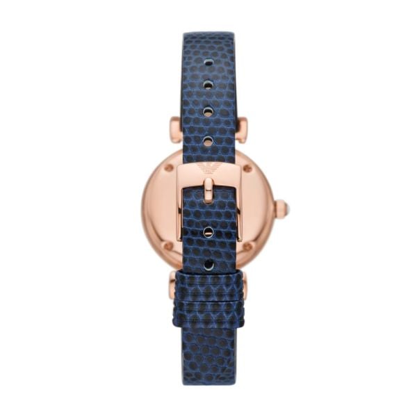  Shop Authentic Emporio Armani Gianni T-Bar Analog Mother of Pearl Dial Blue Leather Strap Watch For Women - AR11468 - Luxxuri