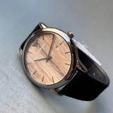  Shop Authentic Emporio Armani Luigi Analog Brown Dial Black Leather Strap Watch For Men - AR11156 - Luxxuri