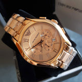 Shop Authentic Emporio Armani Valente Chronograph Rose Gold Dial Rose Gold Steel Strap Watch For Men - AR0365 - Luxxuri