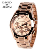  Shop Authentic Emporio Armani Valente Chronograph Rose Gold Dial Rose Gold Steel Strap Watch For Men - AR0365 - Luxxuri