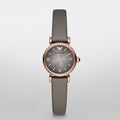 Emporio Armani Gianni T Bar Quartz Gray Dial Gray Leather Strap Watch For Women - AR1727