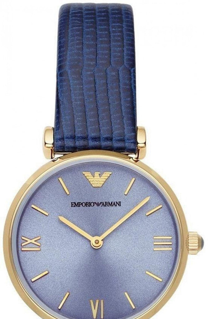  Shop Authentic Emporio Armani Gianni T Bar Blue Dial Blue Leather Strap Watch For Women - AR1875 - Luxxuri