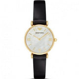  Shop Authentic Emporio Armani Gianni T-Bar Quartz Mother of Pearl Dial Black Leather Strap Watch For Women - AR1910 - Luxxuri