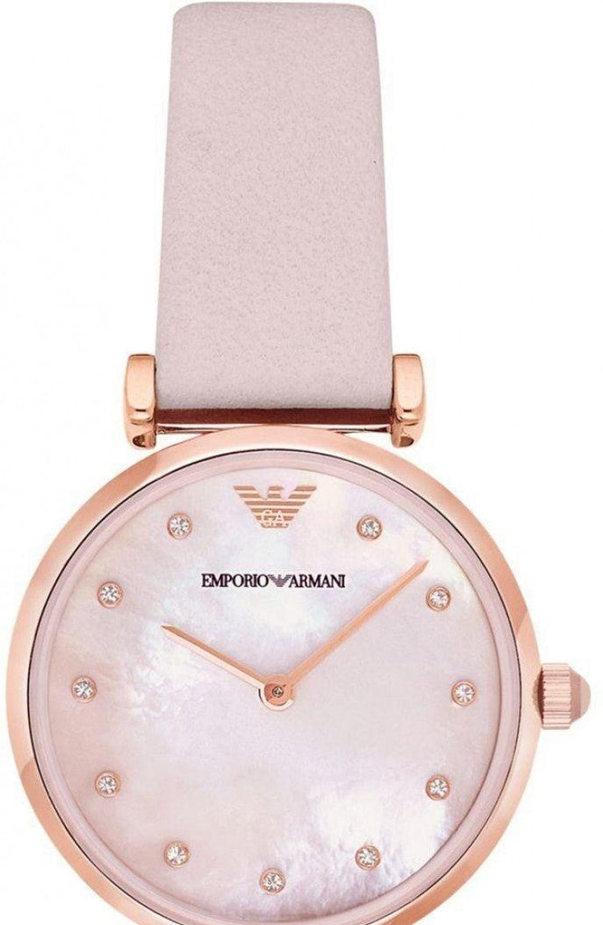  Shop Authentic Emporio Armani Gianni T Bar Mother Of Pearl Pink Dial Pink Leather Strap Watch For Women - AR1958 - Luxxuri
