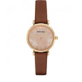 Emporio Armani Gianni T Bar Quartz Pink Mother of Pearl Dial Brown Leather Strap Watch For Women - AR1960