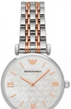  Shop Authentic Emporio Armani Gianni T-Bar Mother of Pearl Dial Two Tone Steel Strap Watch For Women - AR1987 - Luxxuri