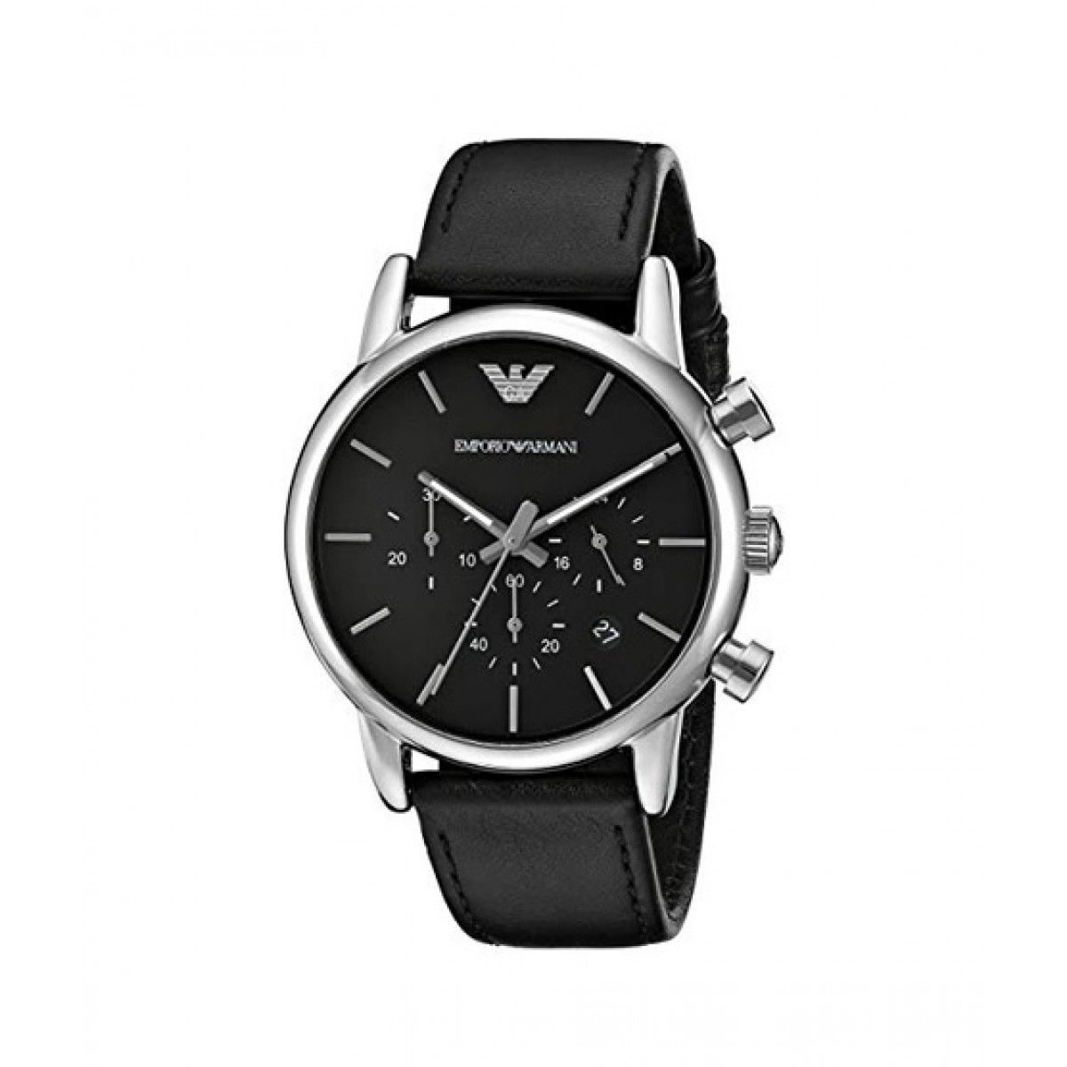  Shop Authentic Emporio Armani Classic Chronograph Black Dial Black Leather Strap Watch For Men - AR1733 - Luxxuri