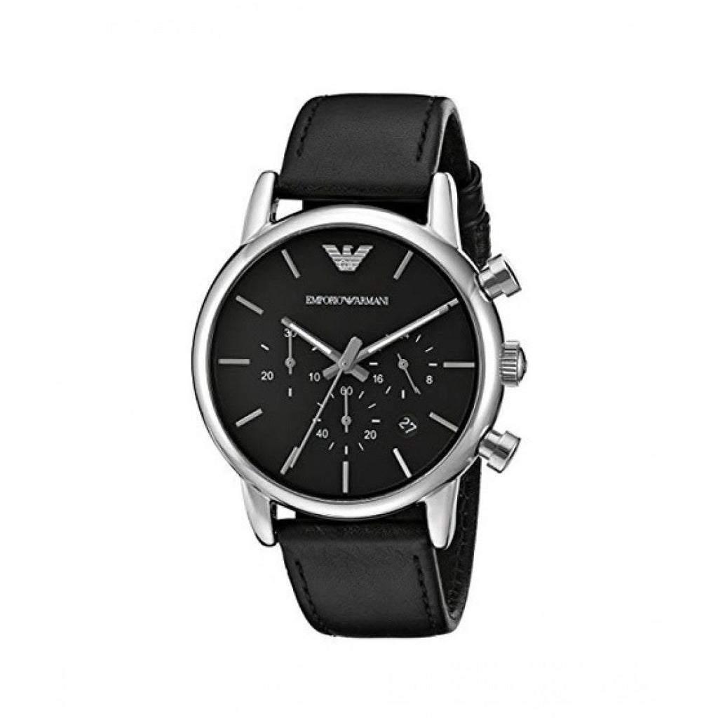  Shop Authentic Emporio Armani Classic Chronograph Black Dial Black Leather Strap Watch For Men - AR1733 - Luxxuri