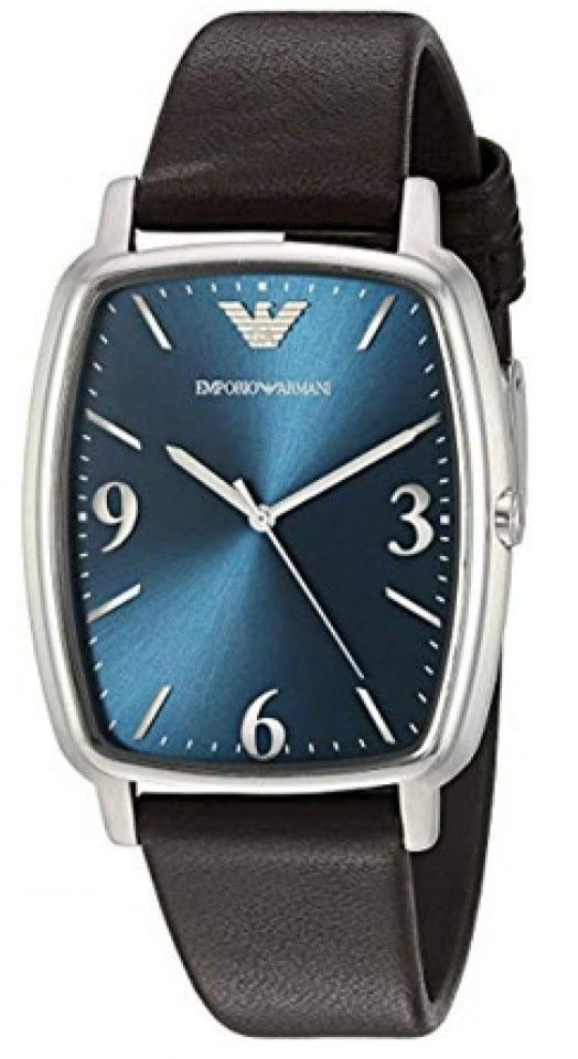  Shop Authentic Emporio Armani Retro Quartz Blue Dial Black Leather Strap Watch For Men - AR2491 - Luxxuri