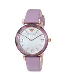  Shop Authentic Emporio Armani Gianni Mother of Pearl Dial Purple Leather Strap Watch For Women - AR11003 - Luxxuri