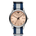 Emporio Armani Luigi Analog Beige Dial Two Tone NATO Strap Watch For Men - AR11212