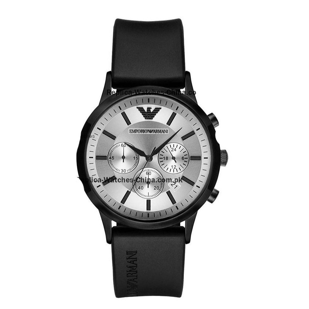  Shop Authentic Emporio Armani Chronograph Quartz Silver Dial Black Rubber Strap Watch For Men - AR11048 - Luxxuri