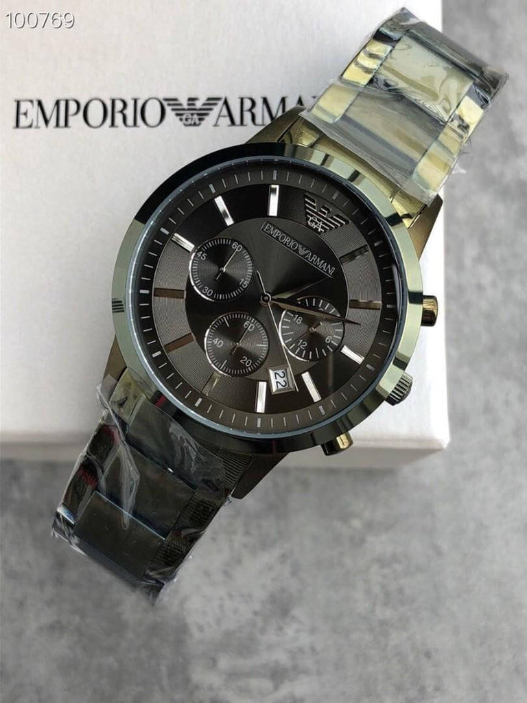  Shop Authentic Emporio Armani Renato Chronograph Quartz Grey Dial Green Steel Strap  Watch For Men - AR11117 - Luxxuri