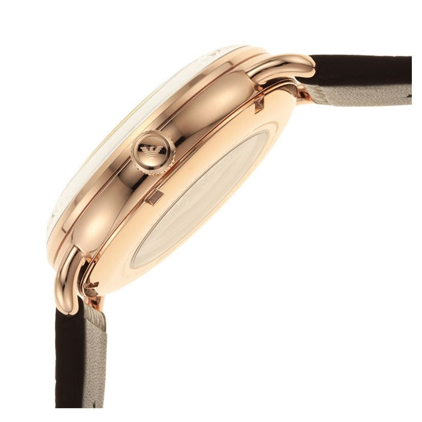  Shop Authentic Emporio Armani Meccanico Automatic White Dial Brown Leather Strap Watch For Men - AR60027 - Luxxuri