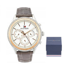  Shop Authentic Tommy Hilfiger Ari Diamonds White Dial Grey Leather Strap Watch for Women - 1781980 - Luxxuri