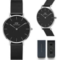  Shop Authentic Daniel Wellington Petite Ashfield Black Dial Black Mesh Strap Watch For Women - DW00100202 - Luxxuri