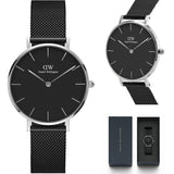  Shop Authentic Daniel Wellington Petite Ashfield Black Dial Black Mesh Strap Watch For Women - DW00100202 - Luxxuri
