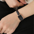  Shop Authentic Daniel Wellington Quadro Sheffield Black Dial Black Leather Strap Watch For Women - DW00100435 - Luxxuri