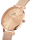  Shop Authentic Daniel Wellington Petite Rose Gold Dial Rose Gold Mesh Strap Watch For Women - DW00100472 - Luxxuri