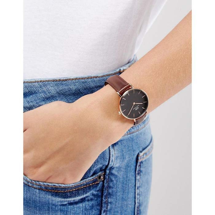  Shop Authentic Daniel Wellington Classic Petite Bristol Black Dial Brown Leather Strap Watch For Women - DW00100165 - Luxxuri