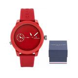  Shop Authentic Tommy Hilfiger Denim Quartz Red Dial Red Rubber Strap Watch for Men - 1791323 - Luxxuri