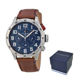  Shop Authentic Tommy Hilfiger Trent Quartz Blue Dial Brown Leather Strap Watch for Men - 1791066 - Luxxuri