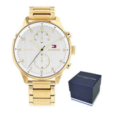  Shop Authentic Tommy Hilfiger Chase Quartz White Dial Gold Steel Strap Watch for Men - 1791576 - Luxxuri