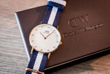  Shop Authentic Daniel Wellington Classy Glasgow White Dial Two Tone Nylon Strap Watch For Women - DW00100078 - Luxxuri