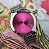  Shop Authentic Michael Kors Slim Runway Quartz Pink Dial Silver Steel Strap Watch For Women - MK3291 - Luxxuri
