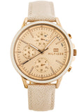  Shop Authentic Tommy Hilfiger Carly Cream Dial Cream Leather Strap Watch for Women -1781789 - Luxxuri