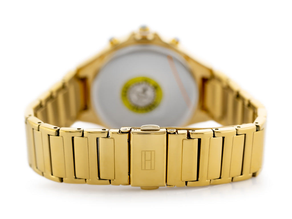  Shop Authentic Tommy Hilfiger Eve Chronograph Quartz White Dial Gold Steel Strap Watch For Women - 1782278 - Luxxuri