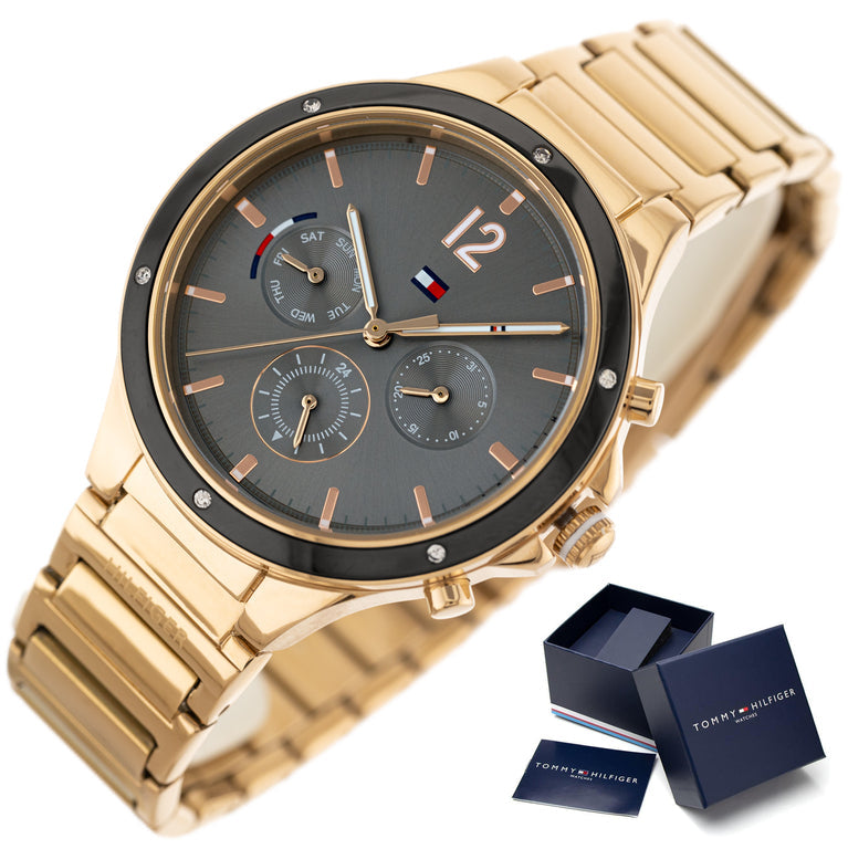  Shop Authentic Tommy Hilfiger Eve Chronograph Quartz Grey Dial Rose Gold Steel Strap Watch For Women - 1782277 - Luxxuri