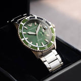  Shop Authentic Emporio Armani Three Hand Green Dial Silver Steel Strap Watch For Men - AR11338 - Luxxuri