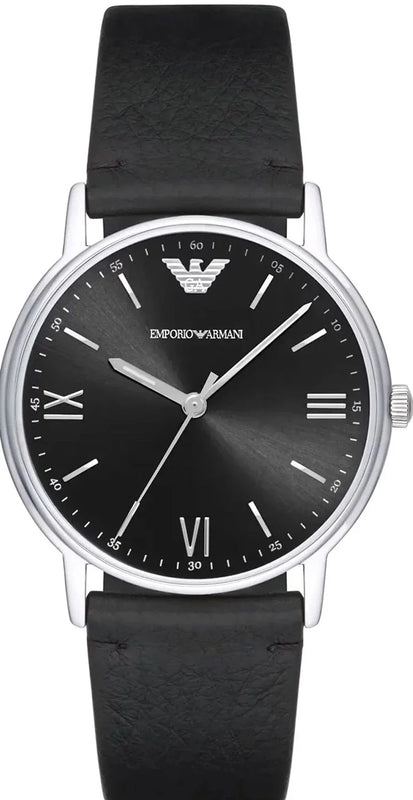  Shop Authentic Emporio Armani Kappa Analog Quartz Black Dial Black Leather Strap Watch For Men - AR11013 - Luxxuri