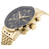  Shop Authentic Hugo Boss Navigator Black Dial Gold Steel Strap Watch for Men - 1513531 - Luxxuri